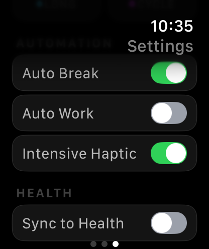 PomoRing Apple Health sync toggle